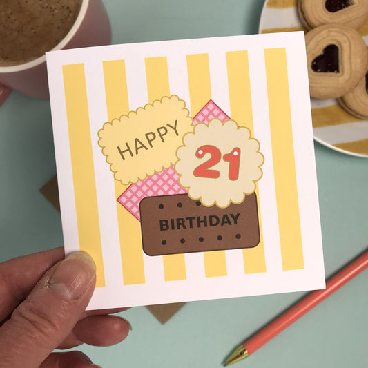 Happy 21st Birthday - Biscuit Card