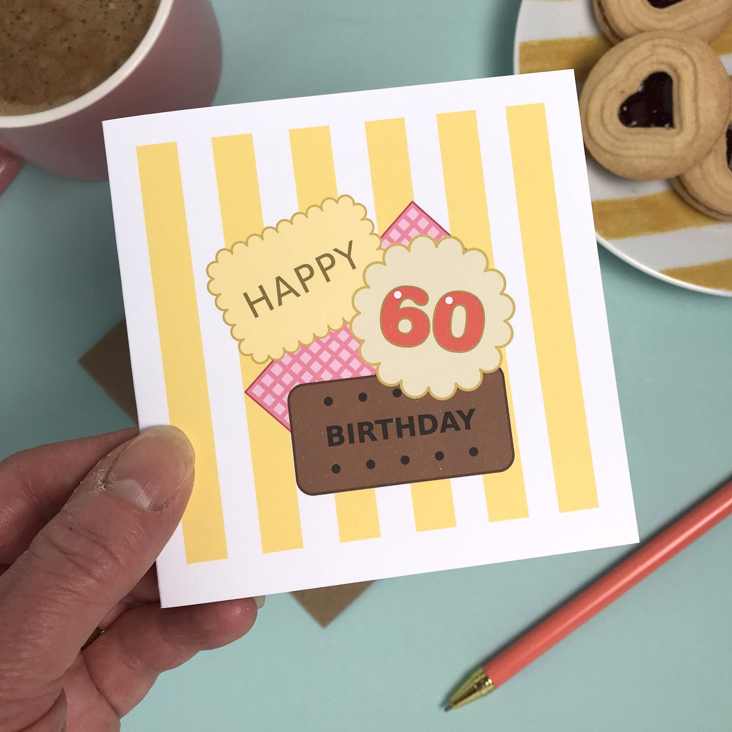 Happy 60th Birthday - Biscuit Card