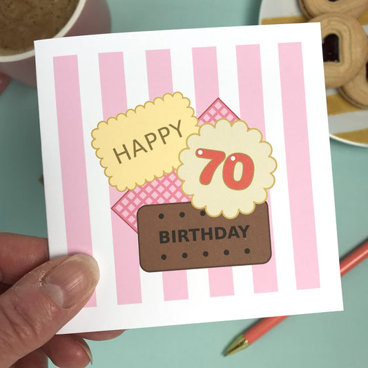 Happy 70th Birthday - Biscuit Card
