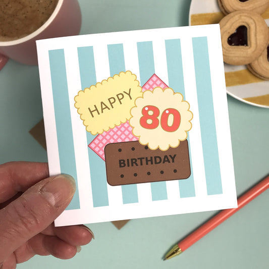 Happy 80th Birthday - Biscuit Card