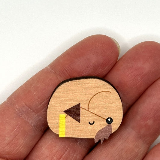 Border Terrier Sleeping - Wooden Pin Badge