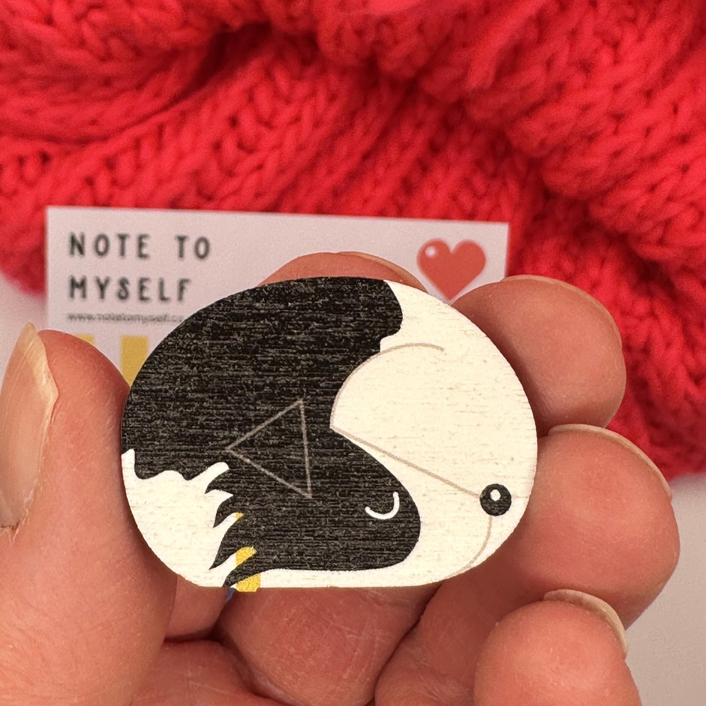 Collie Dog Sleeping - Wooden Pin Brooch