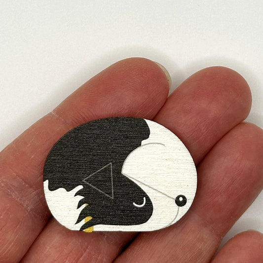 Collie Dog Sleeping - Wooden Pin Brooch