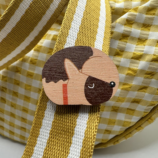 German Shepherd Sleeping - Wooden Pin Badge