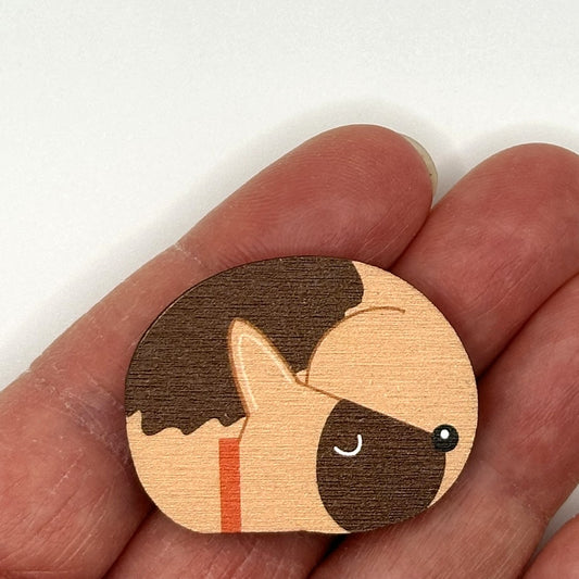 German Shepherd Sleeping - Wooden Pin Badge