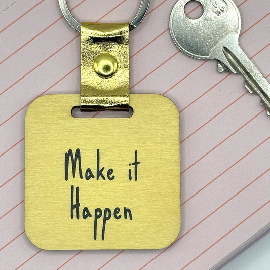 Mustard Yellow & Cream Checked Keyring