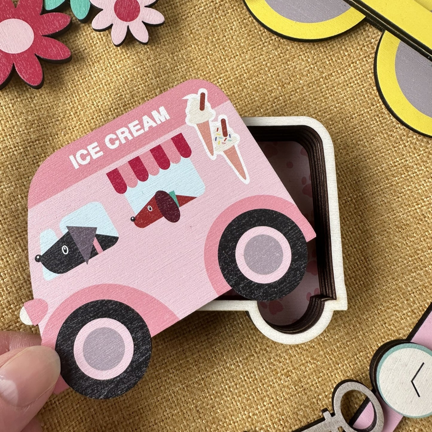 Wooden Trinket Box - Dogs in Ice Cream Van