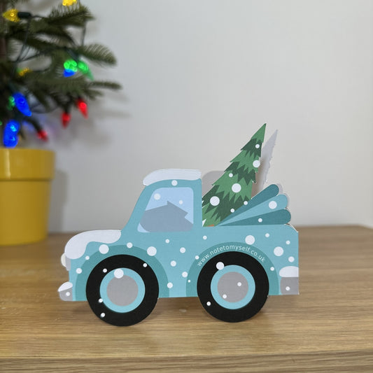 Collecting the Christmas Tree - Shaped Christmas card