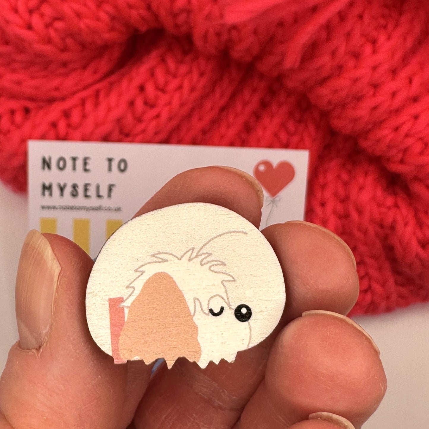 Shih Tzu Dog Sleeping - Wooden Pin Badge