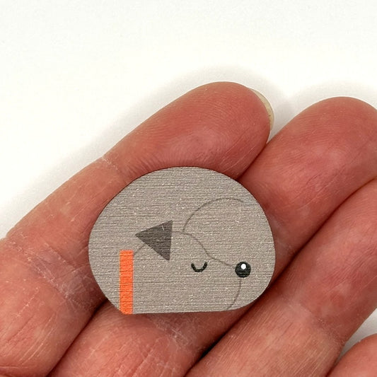 Staffy Dog Sleeping - Wooden Pin Badge