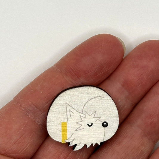 Westie Dog Sleeping - Wooden Pin Badge