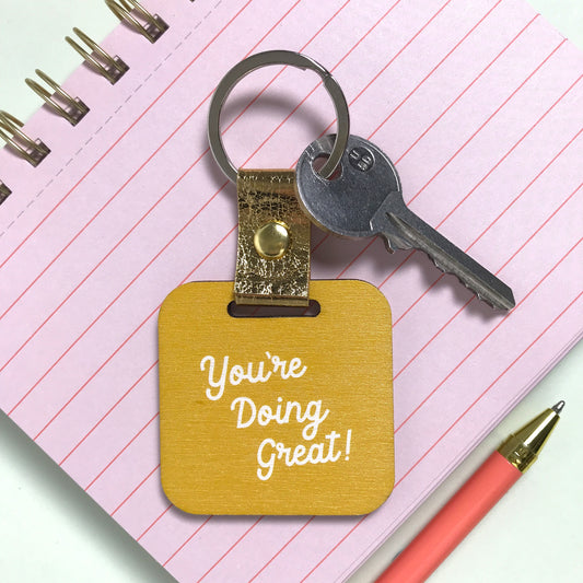 Yellow Leopard print Keyring with hidden message