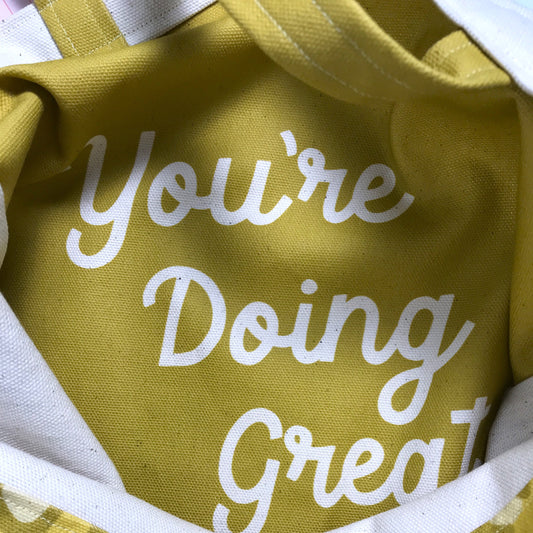 Yellow & Mustard Organic Tote – Hidden Message Gift