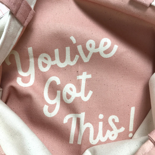 Dusky Pink & Cream Organic Tote – “You’ve Got This”
