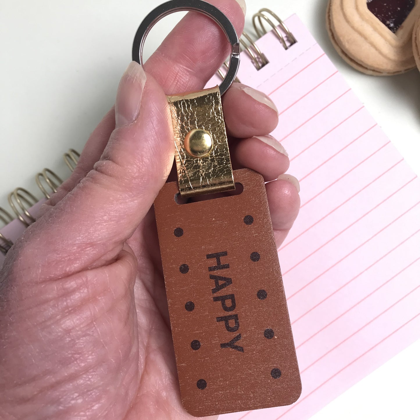 Bourbon Biscuit Keyring – Happy