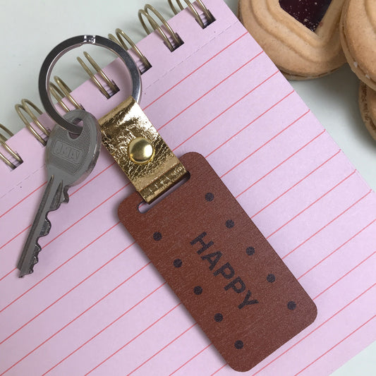 Bourbon Biscuit Keyring – Happy