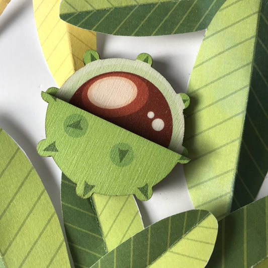 Wooden Conker Brooch - Colourful Nature Inspired Jewellery