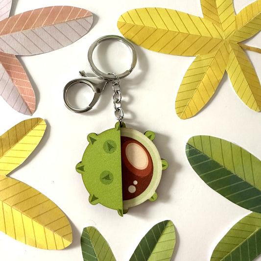 Wooden Conker Keyring/ bag charm