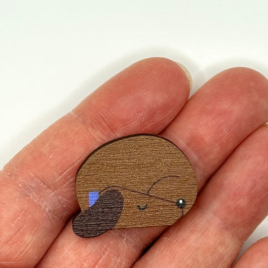 Dachshund Sleeping - Wooden Pin Badge
