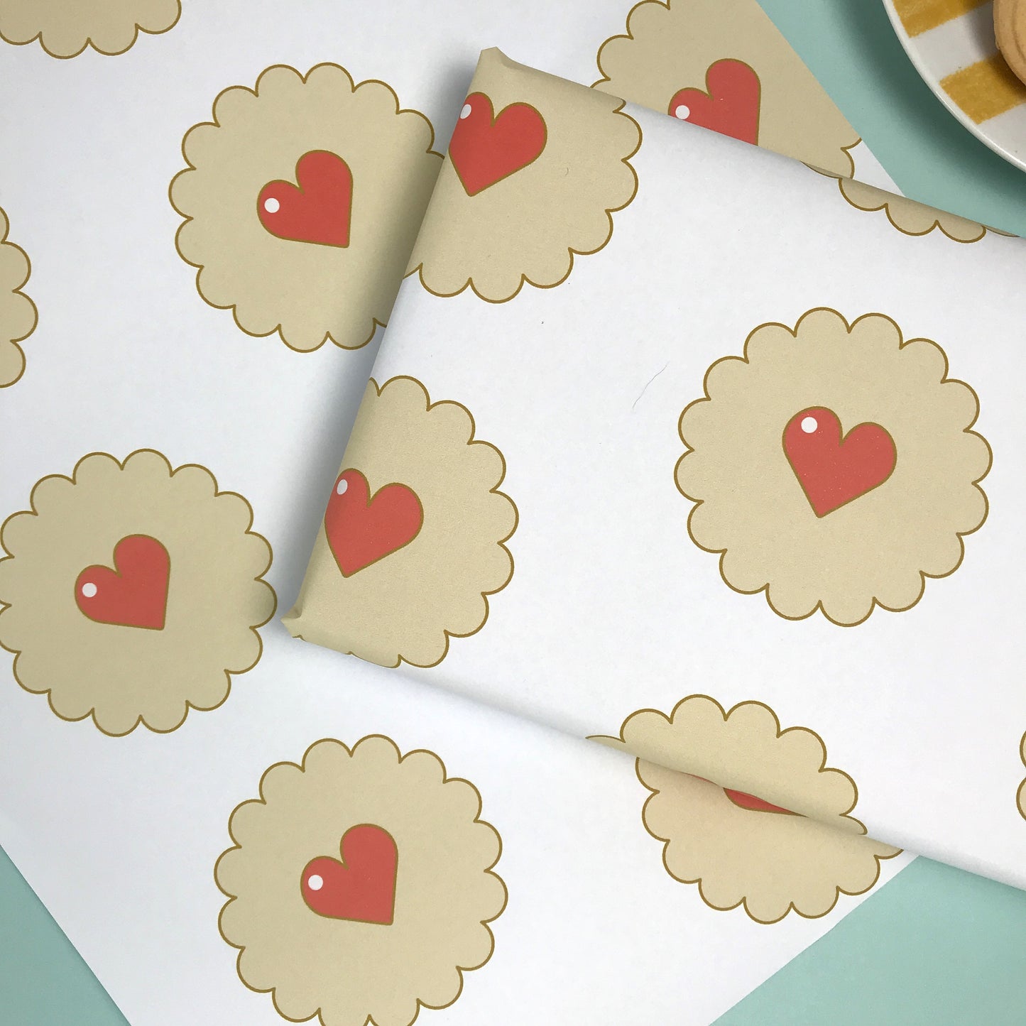 Jam Heart Biscuit Wrapping Paper