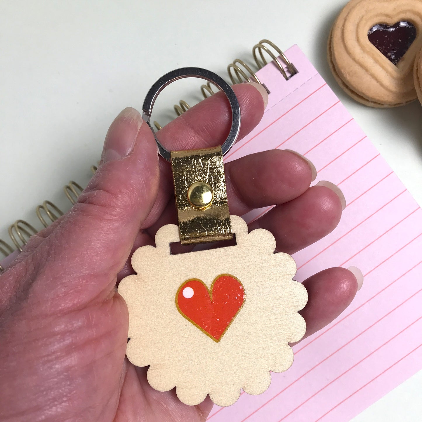 Jam Heart Biscuit Keyring - Red Heart
