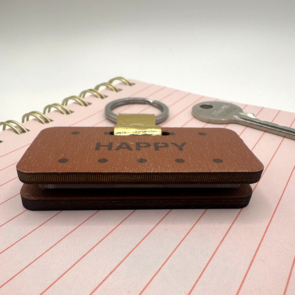 Bourbon Biscuit Keyring with Hidden Pocket Mirror