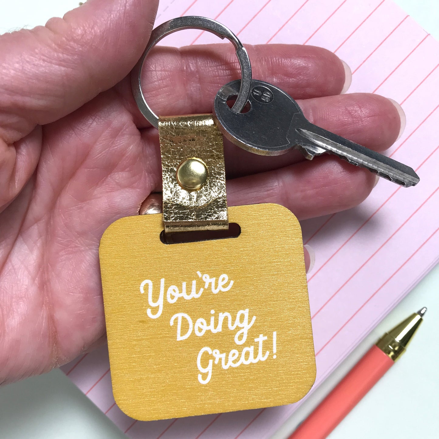 Yellow Leopard print Keyring with hidden message