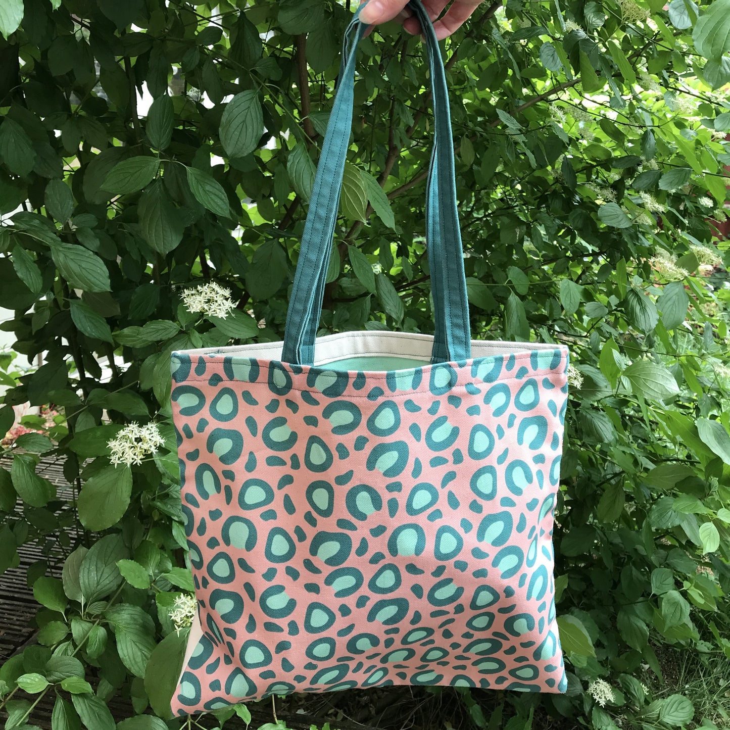 Pink & Teal Organic Tote - "Believe in yourself"