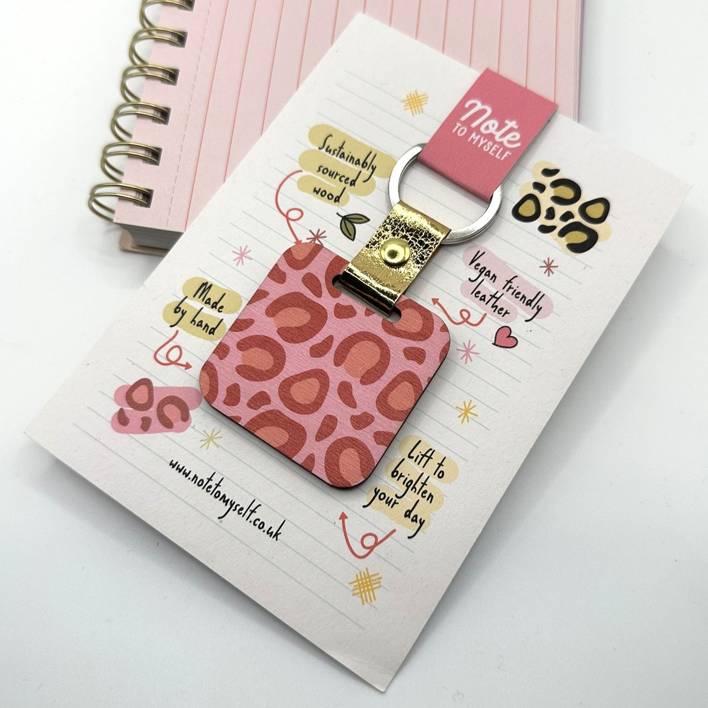 Pink and Red Leopard Print Keyring
