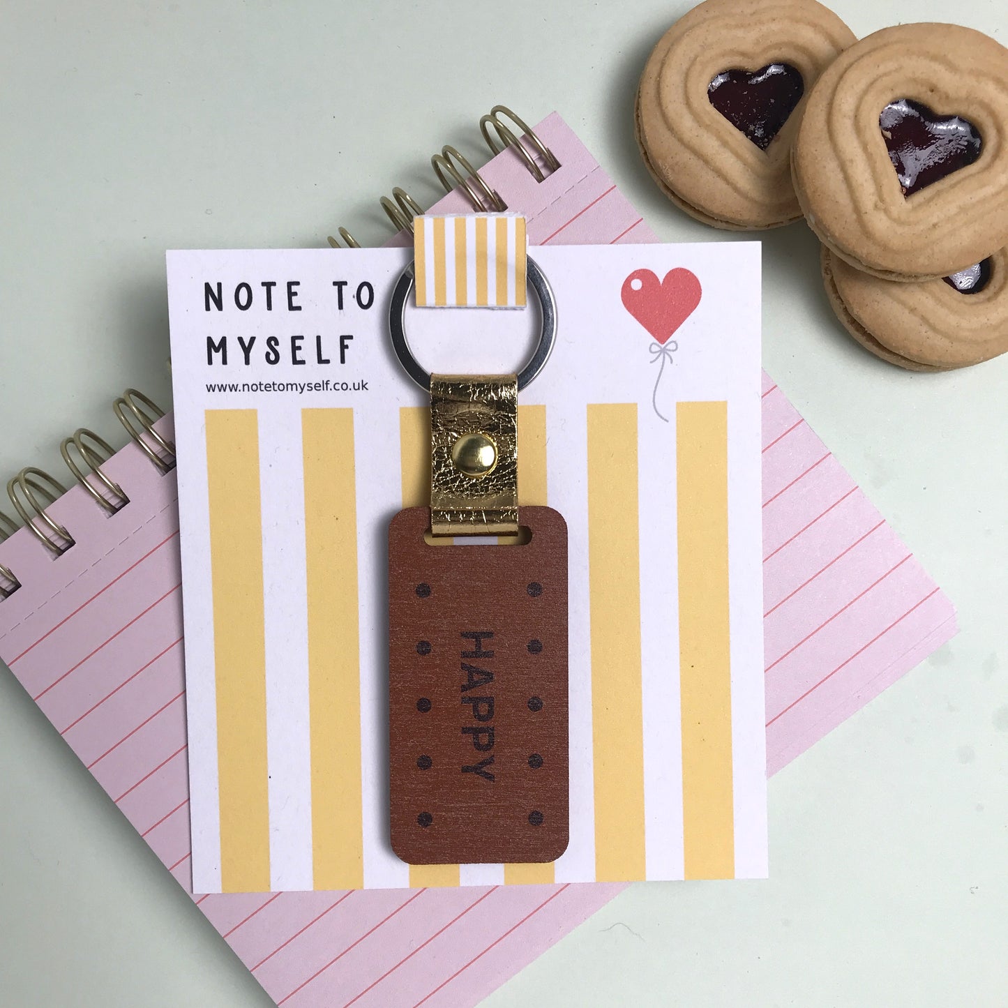 Bourbon Biscuit Keyring – Happy
