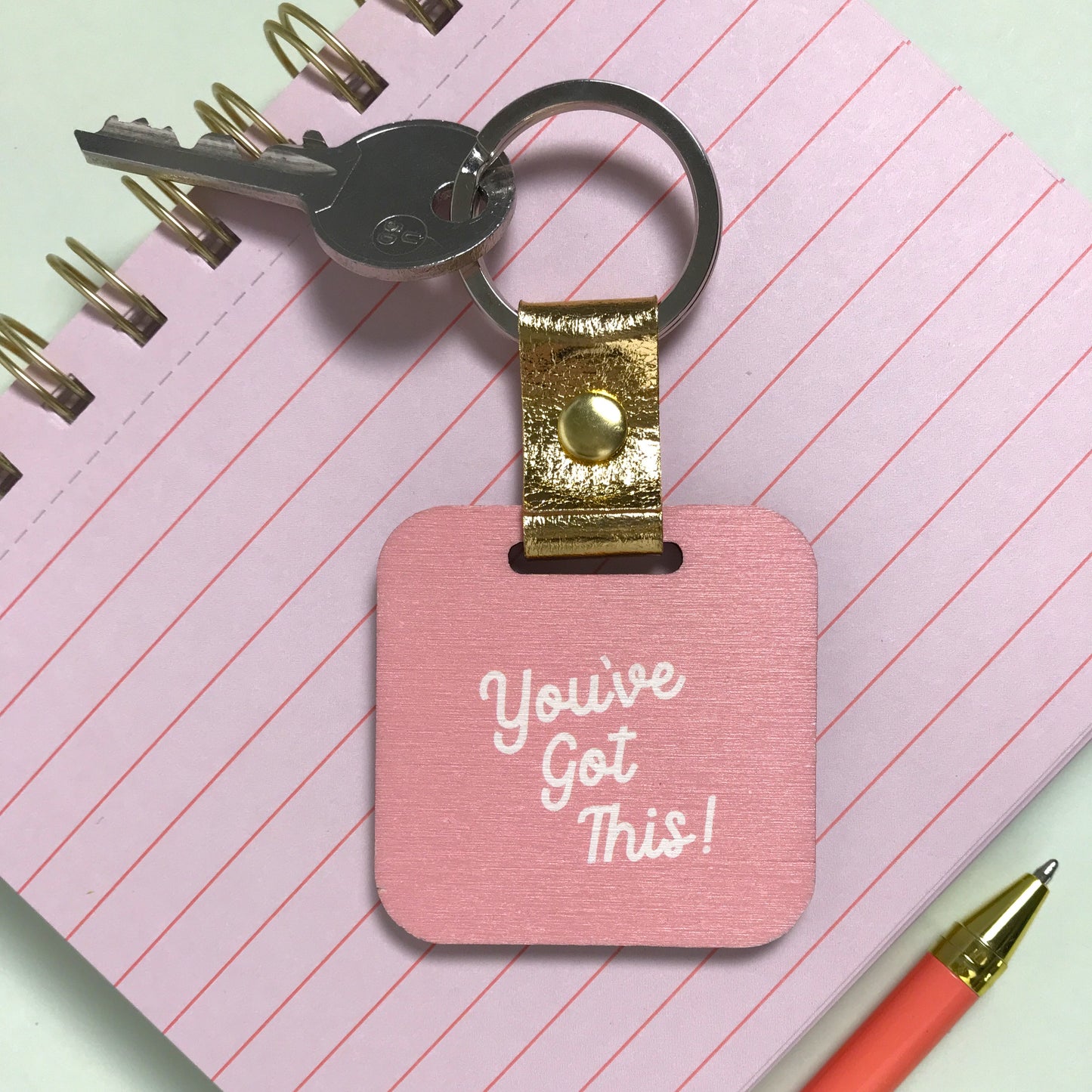 Dusky Pink Leopard Keyring with Message