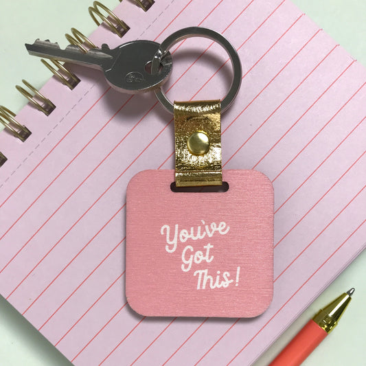 Dusky Pink Leopard Keyring with Message