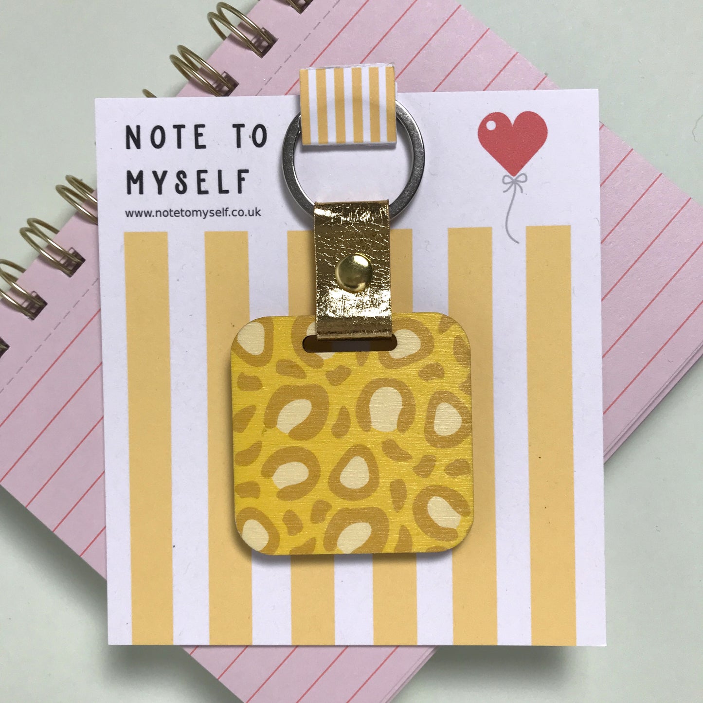 Yellow Leopard print Keyring with hidden message
