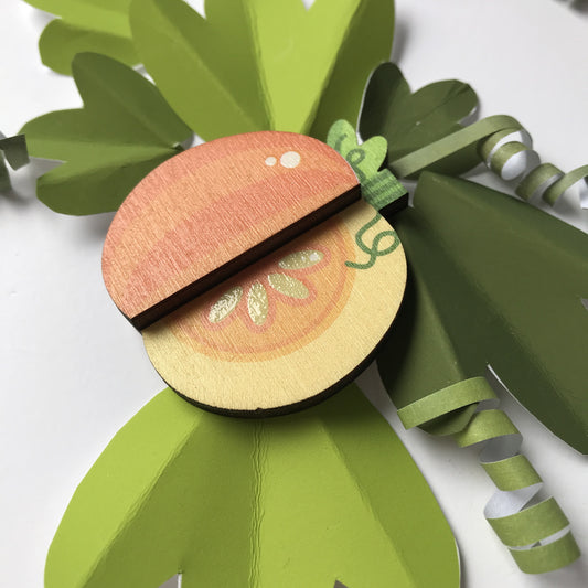Wooden Pumpkin Brooch - Colourful Autumn Accessory