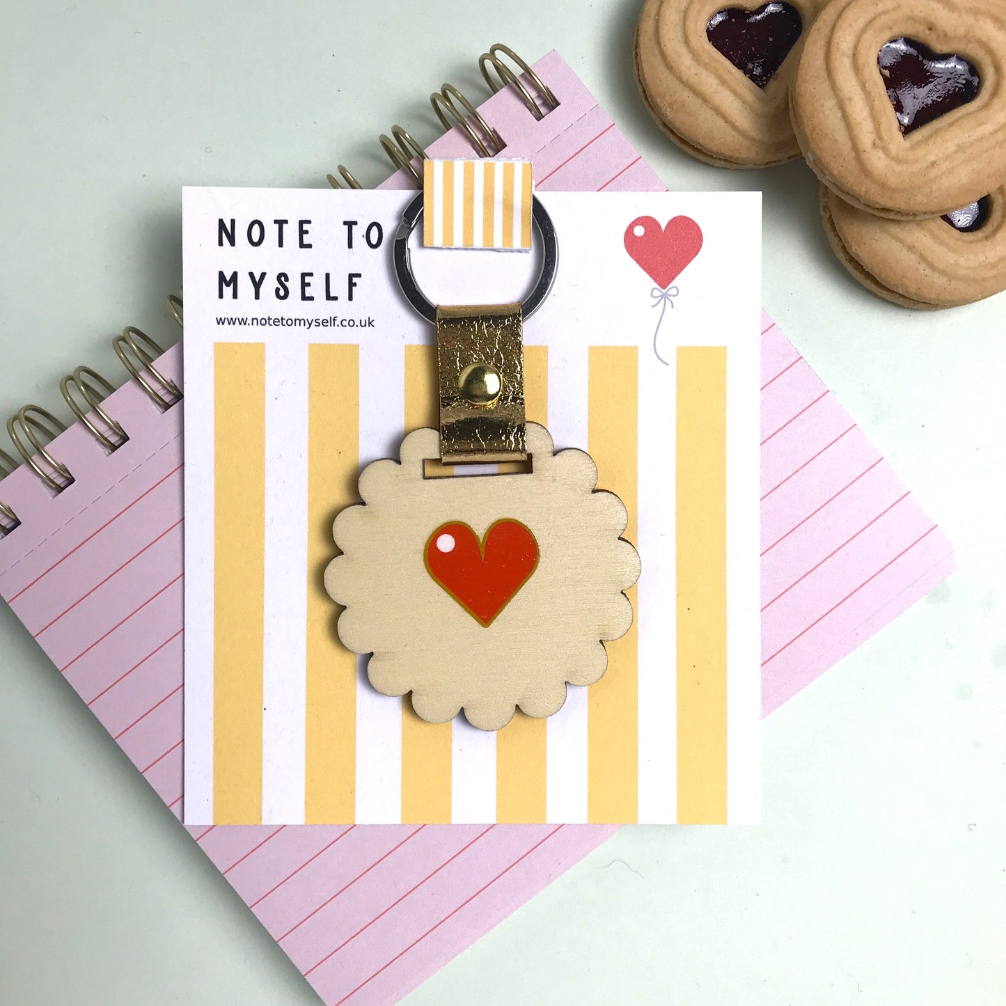 Jam Heart Biscuit Keyring - Red Heart