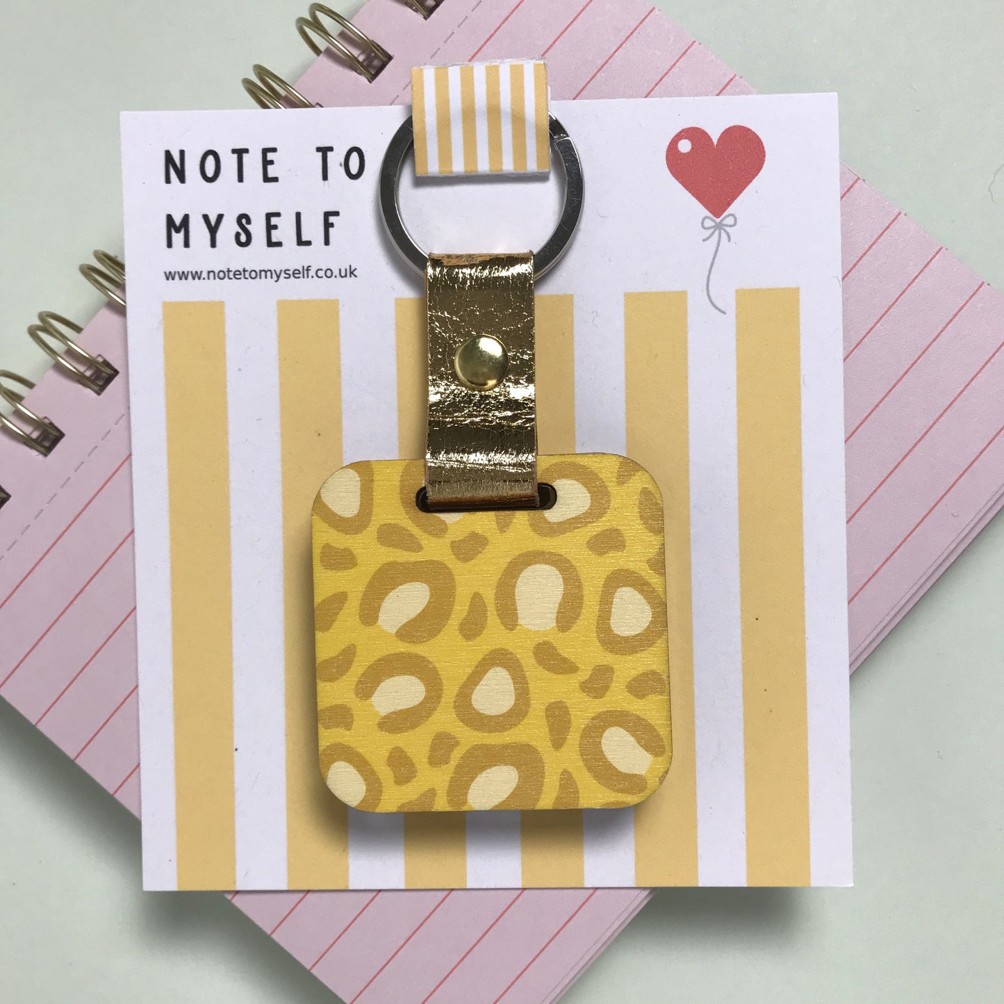 Yellow Leopard Print Keyring and Pocket Mirror