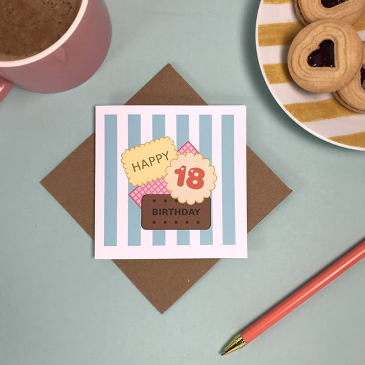 Happy 18th Birthday - Biscuit Card