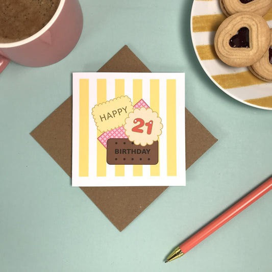 Happy 21st Birthday - Biscuit Card