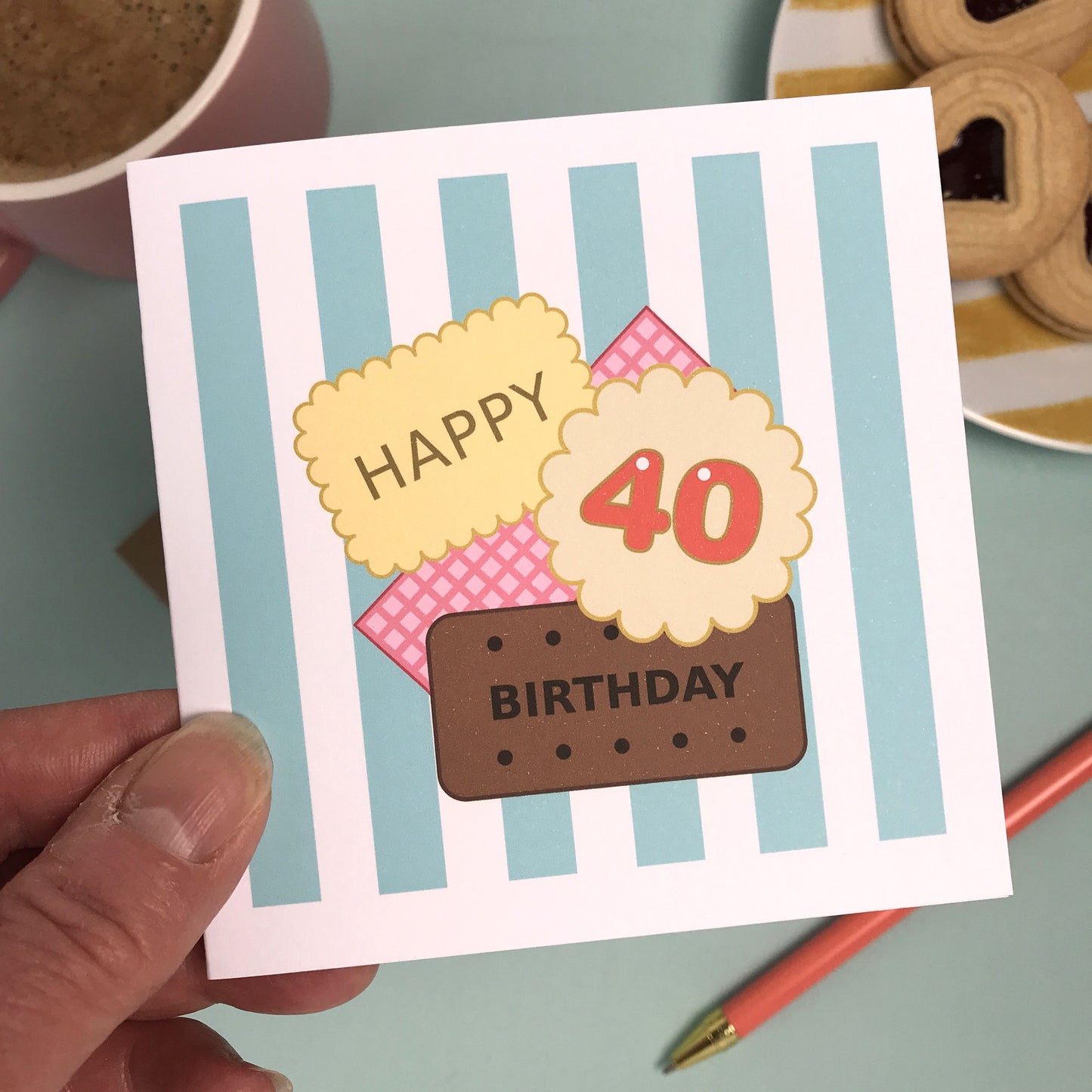 Happy 40th Birthday - Biscuit Card