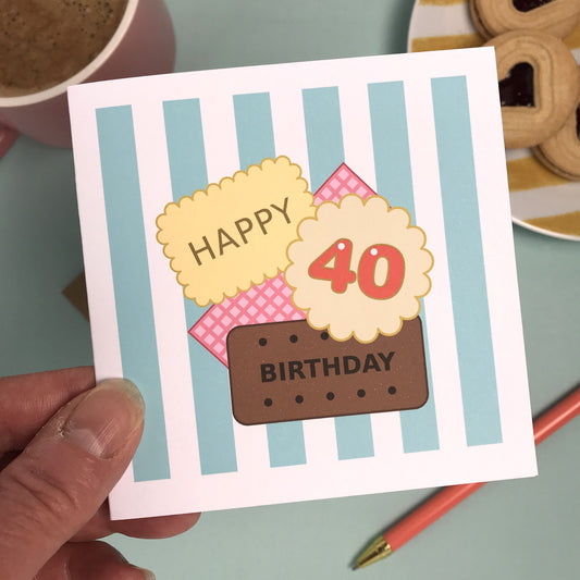 Happy 40th Birthday - Biscuit Card