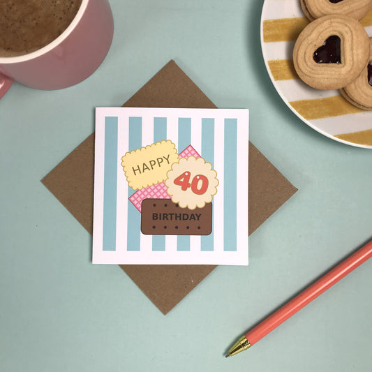 Happy 40th Birthday - Biscuit Card