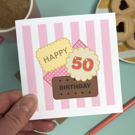 Happy 50th Birthday - Biscuit Card