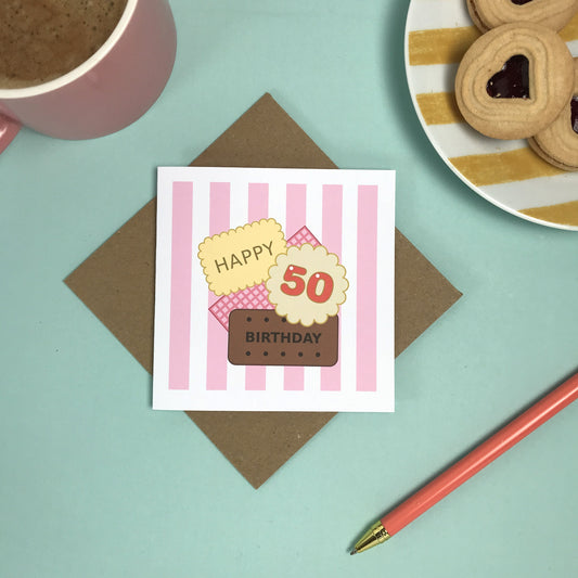 Happy 50th Birthday - Biscuit Card