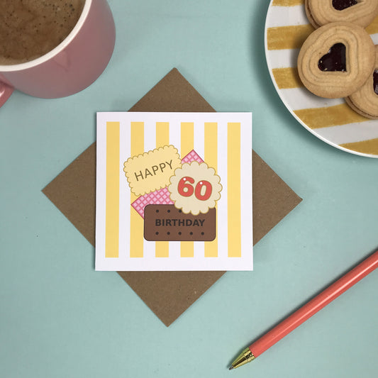 Happy 60th Birthday - Biscuit Card