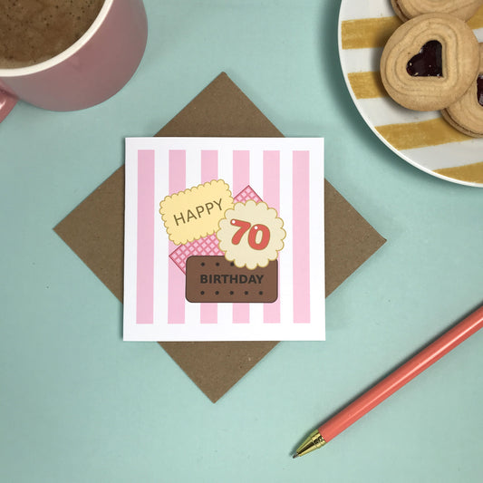Happy 70th Birthday - Biscuit Card