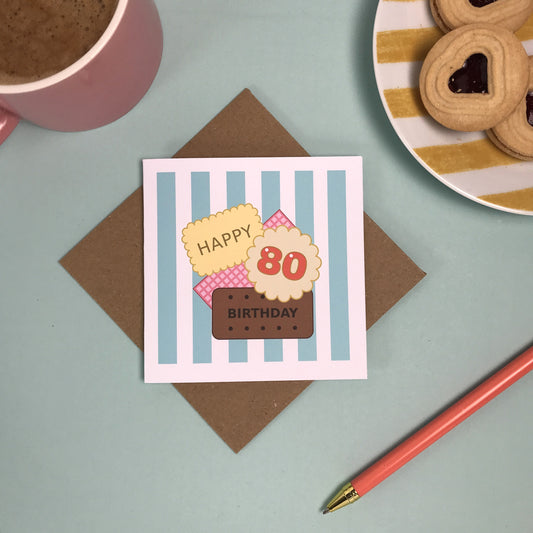Happy 80th Birthday - Biscuit Card