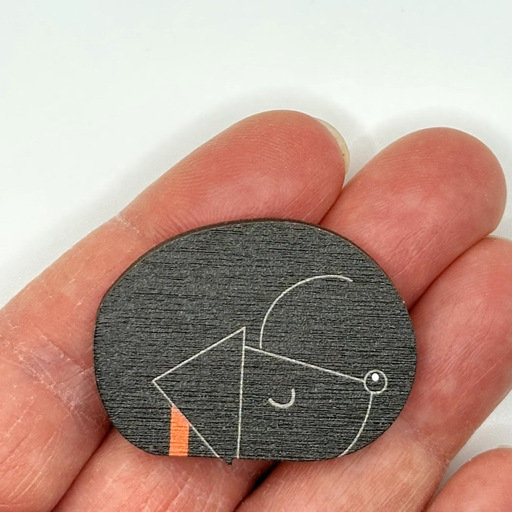 Black Labrador Sleeping - Wooden Pin Badge