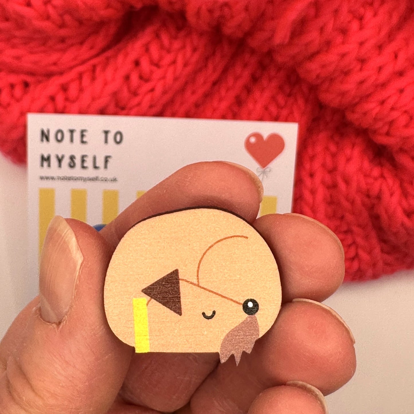 Border Terrier Sleeping - Wooden Pin Badge