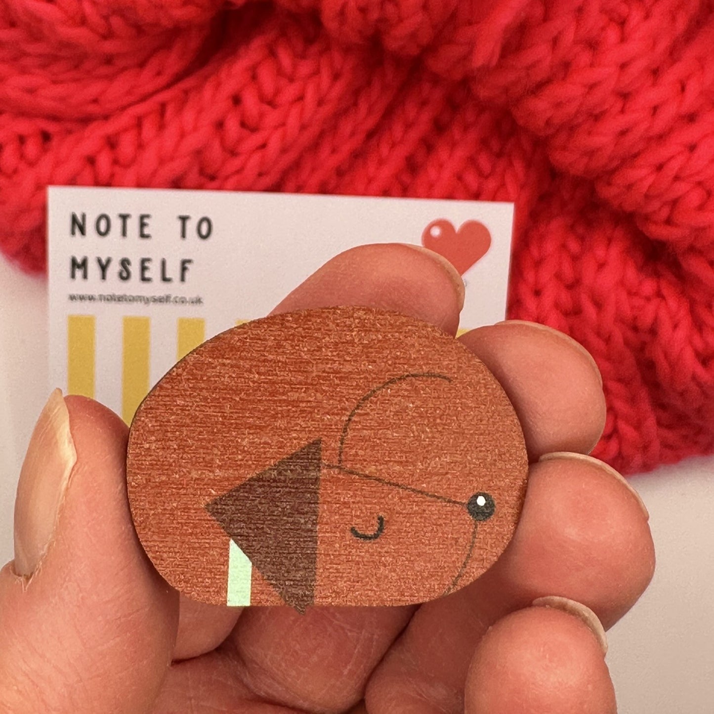 Chocolate Labrador Sleeping - Wooden Pin Badge