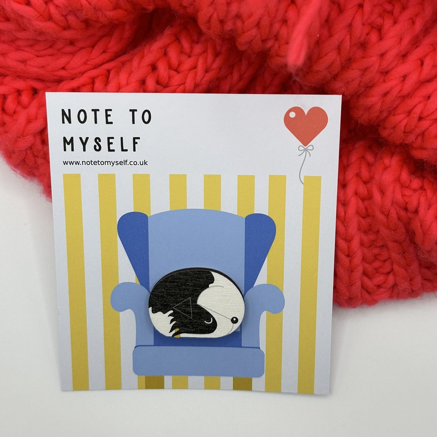 Collie Dog Sleeping - Wooden Pin Brooch